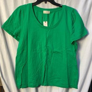 Anthropologie Green Top Ruffle Sleeve Detailing